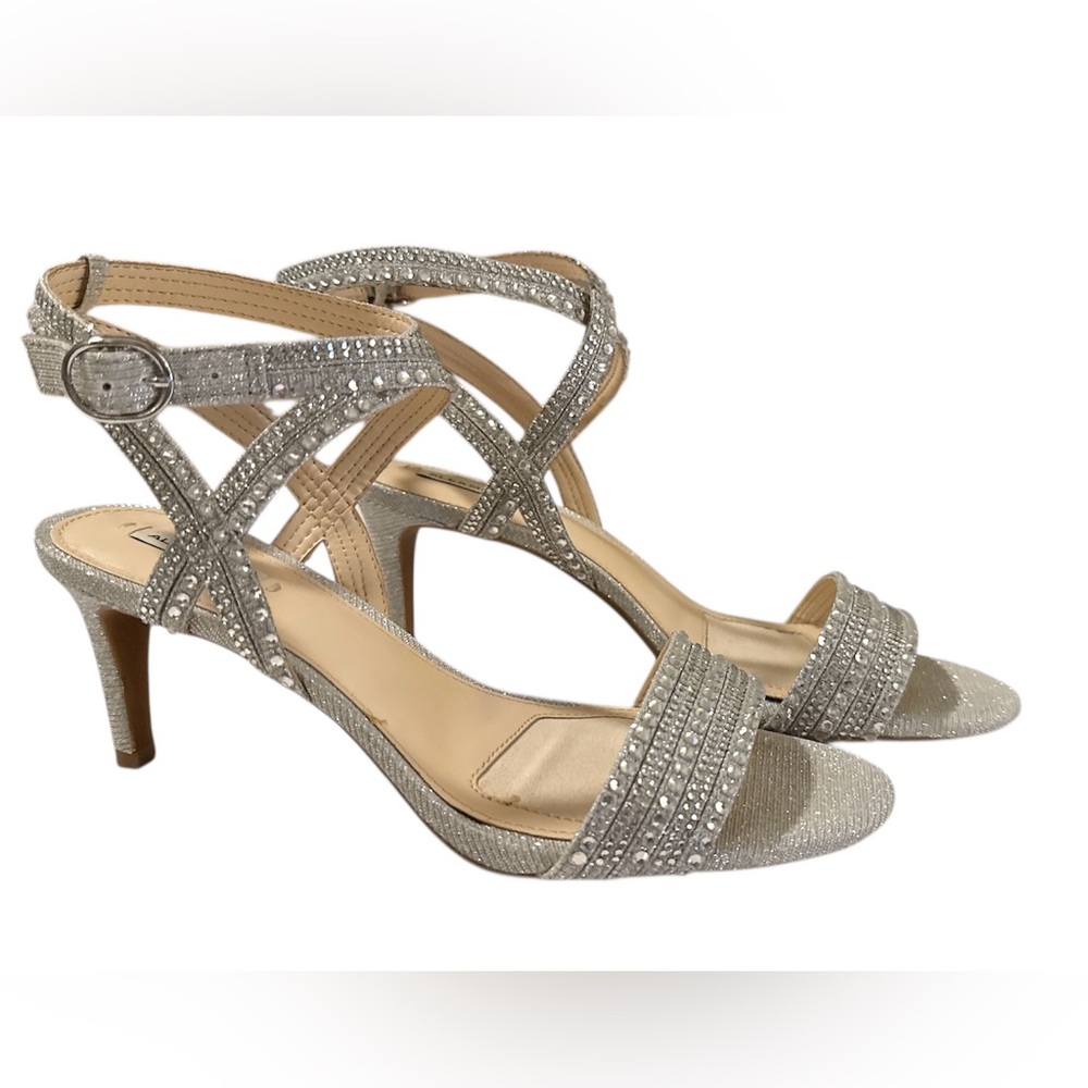 Alex Marie Glittering Silver Strappy Heels - Size 8.5
